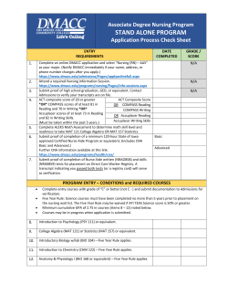 Associate Degree Nursing Program STAND ALONE