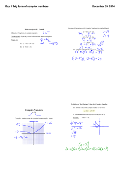 Day 1 Trig form of complex numbers