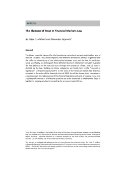 Articles The Element of Trust in Financial Markets Law