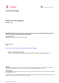 University of Groningen Models of economic geography