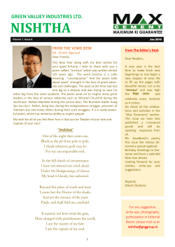 Nistha Newsletter Vol-1, 6th January, 2016