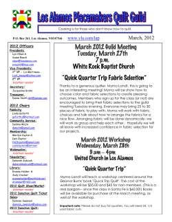 March 2012 Guild Meeting Tuesday, March 27th 7 p.m. White Rock