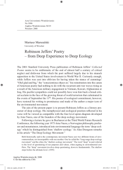 Robinson Jeffers` Poetry &ndash; from Deep