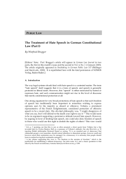 The Treatment of Hate Speech in German