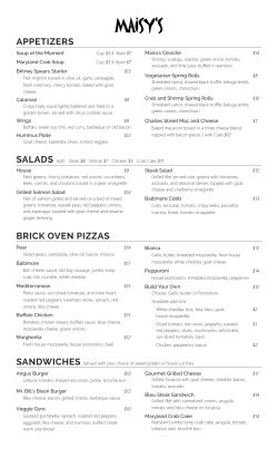 BRICK OVEN PIZZAS APPETIZERS