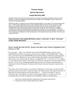 Theodore Wright Bartow High School Joseph McCarthy DBQ Essay