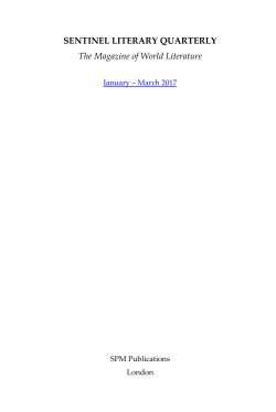 SENTINEL LITERARY QUARTERLY The Magazine of World Literature