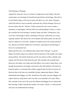 The Meaning of Heritage Angered by what she views