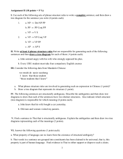 Assignment II (18 points = 5 %) I. Use each of the following sets of