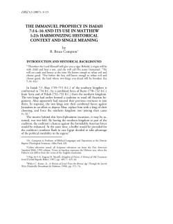 The Immanuel Prophecy in Isaiah 7:14&ndash;16 and Its Use in Matthew 1:23