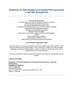 Guidelines for Safe Disposal of Unwanted Pharmaceuticals in and