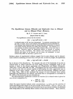 Equilibrium between Ethoxide and Hydroxide Ions