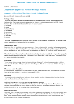 Appendix 9 Significant Historic Heritage Places