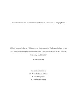 The Holodomor and the Ukrainian Diaspora: Historical Narratives in