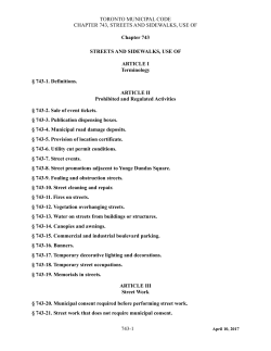 Chapter 743 - City of Toronto