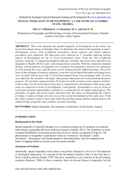 SPATIAL INEQUALITY IN DEVELOPMENT: A CASE STUDY OF