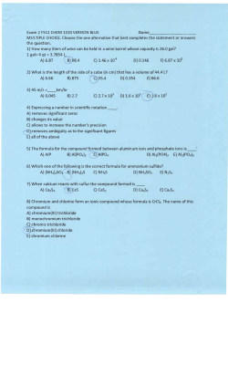 Exam 2 FS12 CHEM 1310 VERSION BLUE Name______ _ _ _