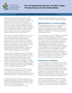 The Comprehensive Nuclear Test Ban Treaty: Technical Issues for