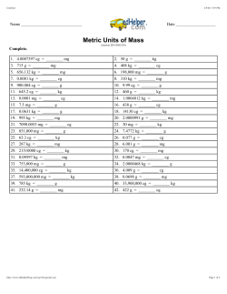 Metric Units of Mass