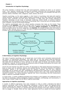 Introduction to Cognitive Psychology