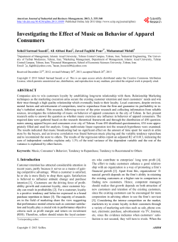 Investigating the Effect of Music on Behavior of Apparel Consumers