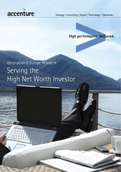 Generation D Europe Research: Serving the High Net Worth Investor