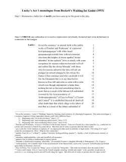 Lucky`s Act 1 monologue from Beckett`s Waiting for Godot (1953)