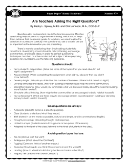 Are Teachers Asking the Right Questions
