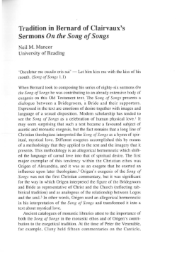 Neil M. Mancor - `Tradition in Bernard of Clairvaux`s Sermons On