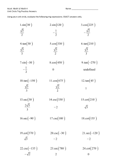 1.sin 30 2.sin 120 3.cos 225 3 1 2 2 2 2 4.tan 30 5