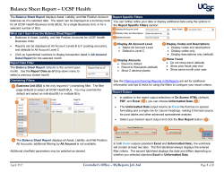 Balance Sheet Report &ndash; UCSF Health
