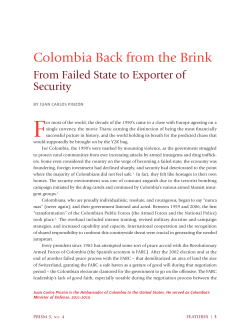 Colombia Back from the Brink: From Failed State to Exporter of