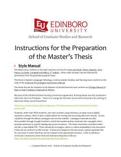 Instructions for the Preparation of the Master`s Thesis