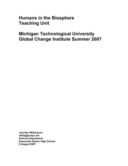 Humans in the Biosphere Teaching Unit Michigan Technological