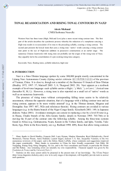 TONAL REASSOCIATION AND RISING TONAL CONTOURS IN NAXI1