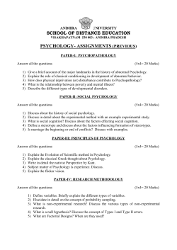 MA Psychology Assignments 2016-17