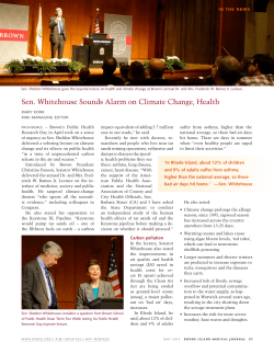 Sen. Whitehouse Sounds Alarm on Climate Change, Health