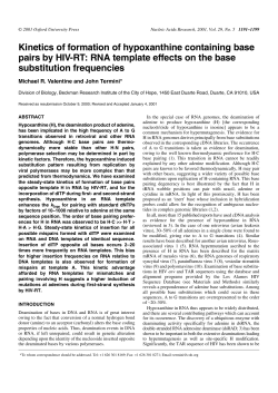 Kinetics of formation of hypoxanthine containing base pairs by HIV-RT