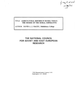 Agricultural Reform in Russia Today