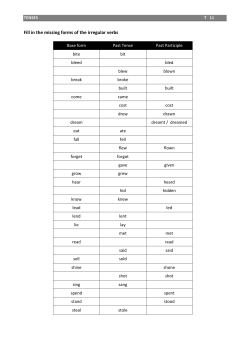 Irregular verbs - complete the table - T11