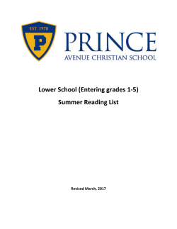 2017 Lower School Reading Lists - Prince Avenue Christian School
