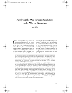 Applying the War Powers Resolution to the War on