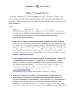 Alzheimer`s Association Services