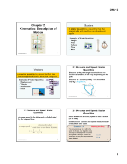Chapter 2 Kinematics: Description of Motion