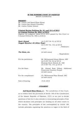 Mr. Justice Asif Saeed Khan Khosa Mr. Justice Ijaz Ahmed Chaudhr