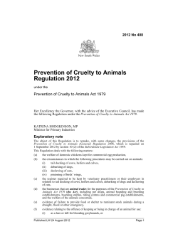 Prevention of Cruelty to Animals Regulation 2012