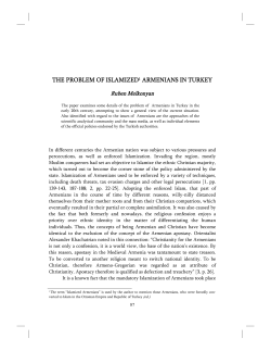 THE PROBLEM OF ISLAMIZED1 ARMENIANS IN TURKEY
