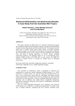 Rainforest Reforestation and Biodiversity Benefits