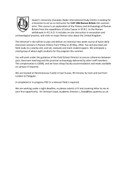 History and Archaeology of Roman Britain Field School Instructor