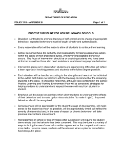 Policy 703 - Appendix B - Characteristics of positive discipline for